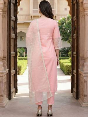 Women Ethnic Motifs Embroidered Regular Sequinned Kurta with Trousers & With Dupatta 3