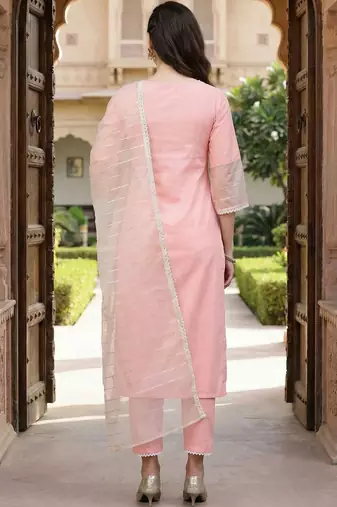 Women Ethnic Motifs Embroidered Regular Sequinned Kurta with Trousers & With Dupatta