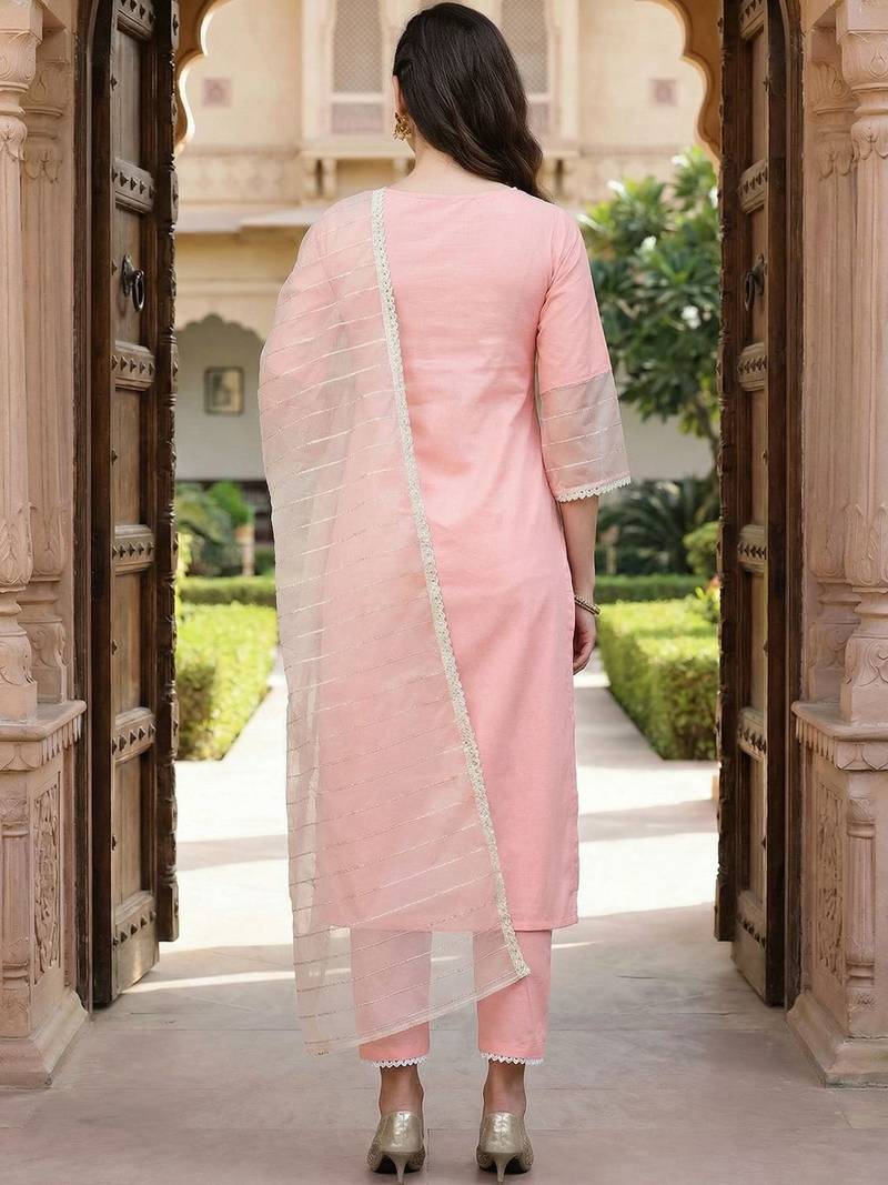 Women Ethnic Motifs Embroidered Regular Sequinned Kurta with Trousers & With Dupatta