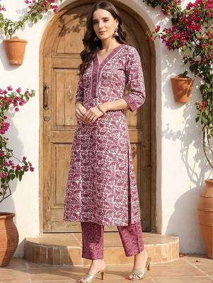 Women Paisley Printed Regular Pure Cotton Kurta with Trousers 1