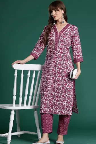 Women Paisley Printed Regular Pure Cotton Kurta with Trousers