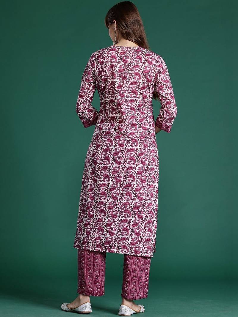 Women Paisley Printed Regular Pure Cotton Kurta with Trousers