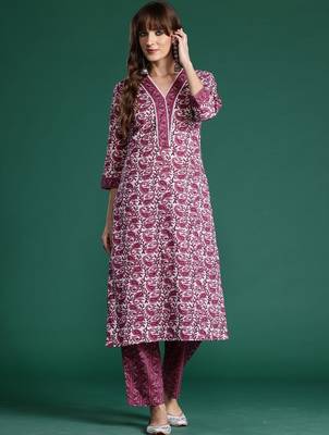 Women Paisley Printed Regular Pure Cotton Kurta with Trousers 7
