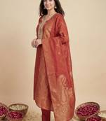 Women Ethnic Motifs Embroidered Regular Kurta with Trousers & With Dupatta