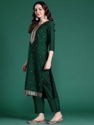 Ethnic Motifs Embroidered Regular Kurta with Trousers & Dupatta 6