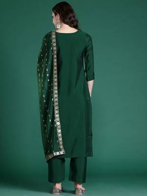 Ethnic Motifs Embroidered Regular Kurta with Trousers & Dupatta 7