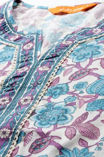 Floral Printed Regular Pure Cotton Kurta with Trousers & Dupatta