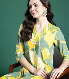 Floral Printed Pleated Sequinned Pure Cotton Kurta with Palazzos