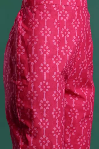 Ethnic Motifs Printed Pure Cotton Kurta With Trousers & Dupatta