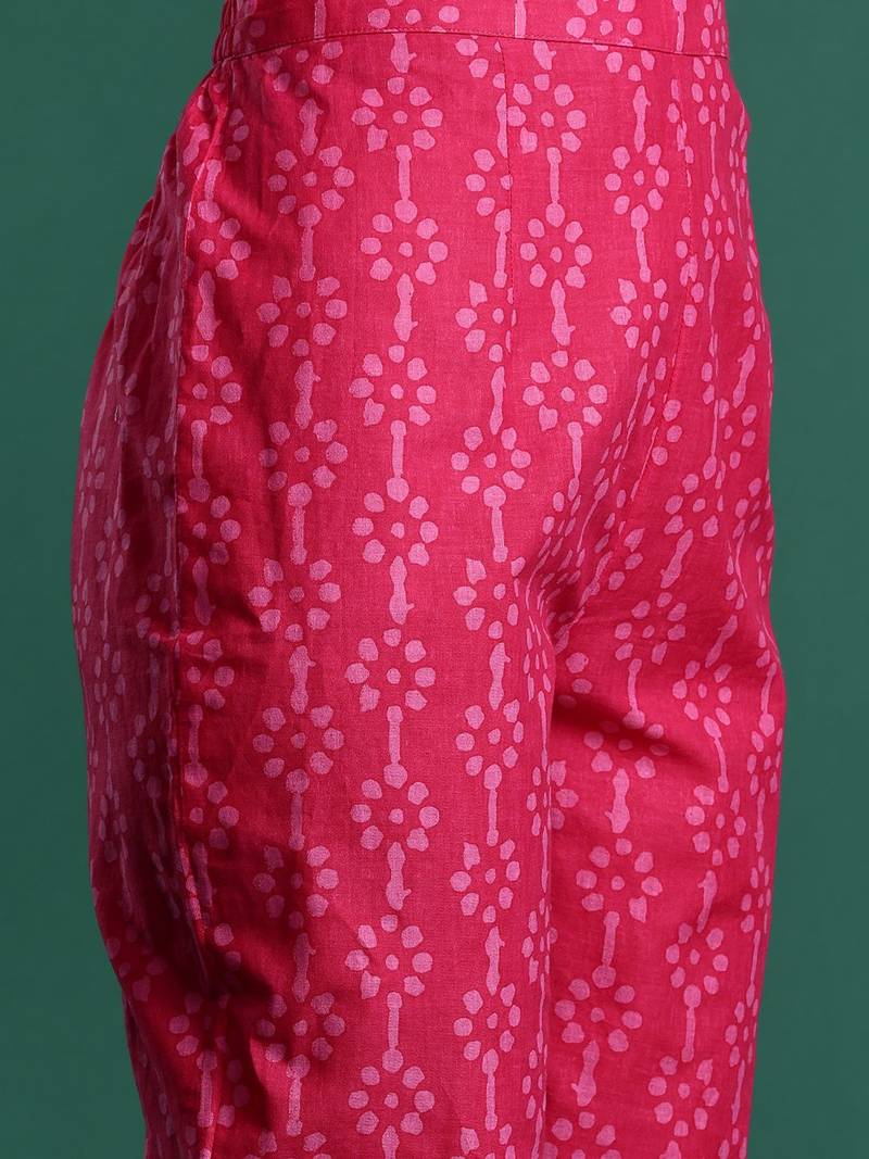 Ethnic Motifs Printed  Cotton Kurta With Trousers & Dupatta