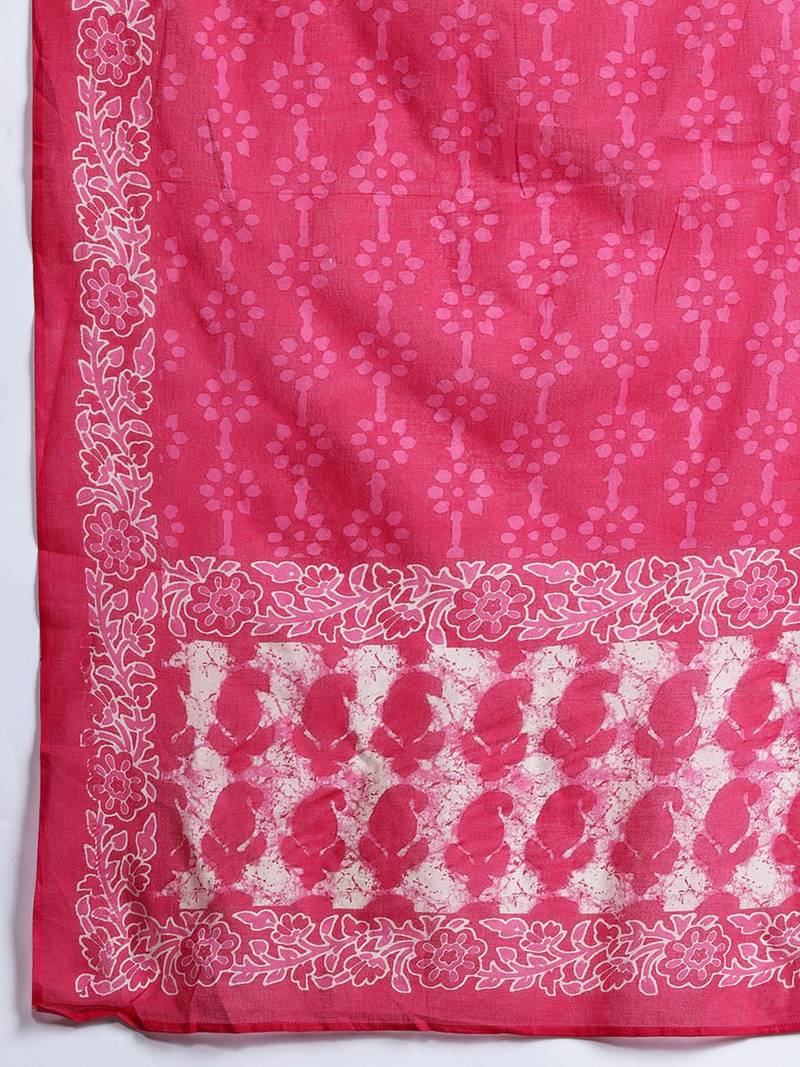 Ethnic Motifs Printed  Cotton Kurta With Trousers & Dupatta