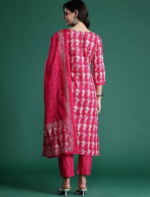 Ethnic Motifs Printed  Cotton Kurta With Trousers & Dupatta 7