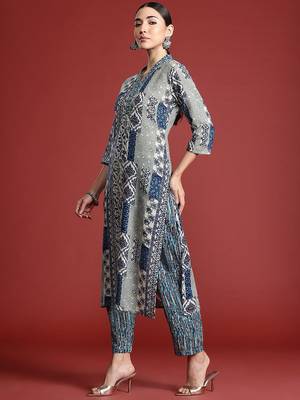 Women Ethnic Motifs Printed  Cotton Kurta with Trousers & With Dupatta 5