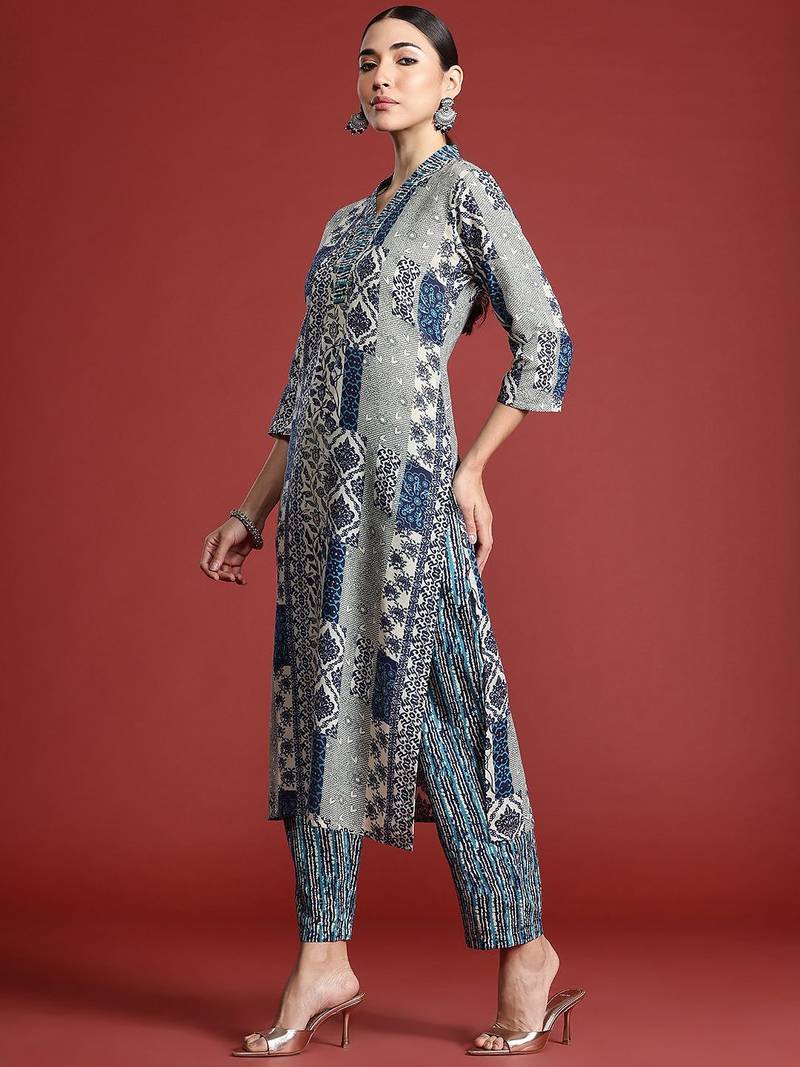Women Ethnic Motifs Printed  Cotton Kurta with Trousers & With Dupatta