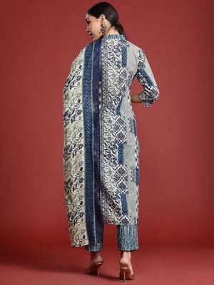 Women Ethnic Motifs Printed  Cotton Kurta with Trousers & With Dupatta 6