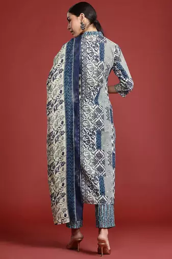 Women Ethnic Motifs Printed Pure Cotton Kurta with Trousers & With Dupatta