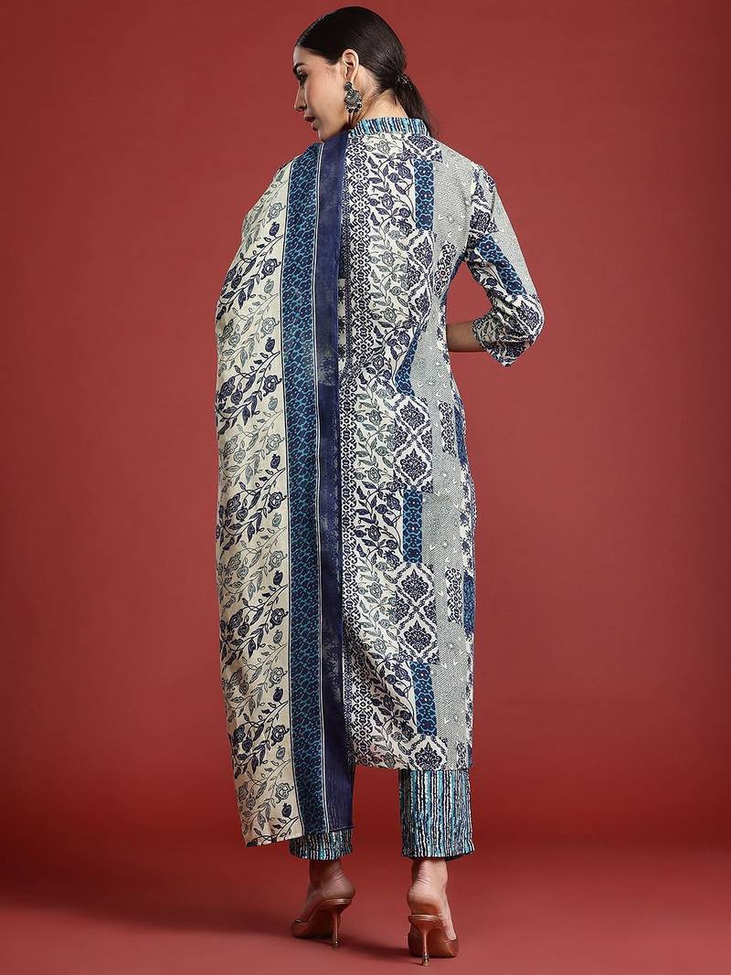 Women Ethnic Motifs Printed  Cotton Kurta with Trousers & With Dupatta