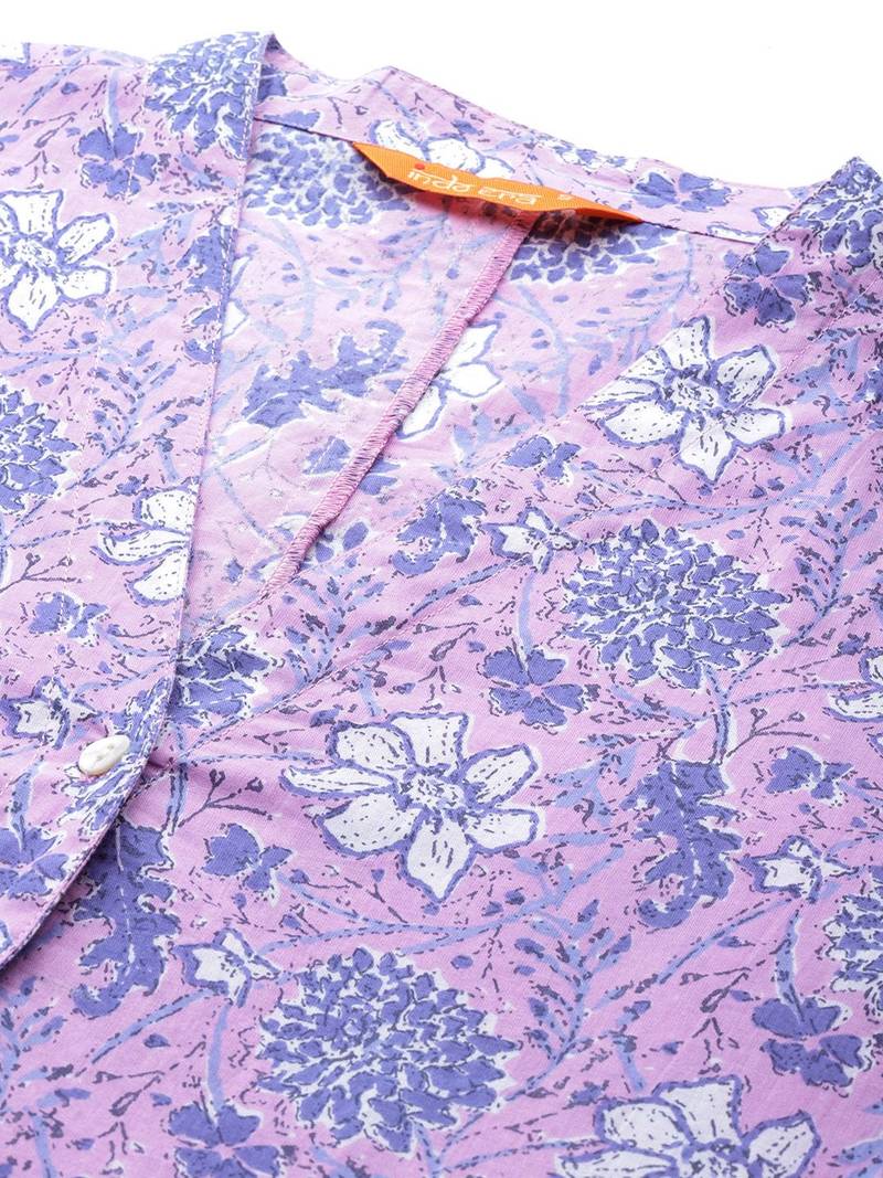 Floral Printed Regular  Cotton Kurta with Trousers