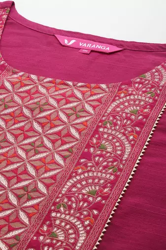 Xtra Ethnic Motifs Yoke Design Gotta Patti Kurta with Trousers & Dupatta