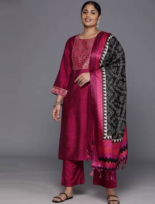 Xtra Ethnic Motifs Yoke Design Gotta Patti Kurta with Trousers & Dupatta 1