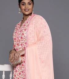 Plus Size Floral Printed Regular Pure Cotton Kurta with Palazzos & Dupatta