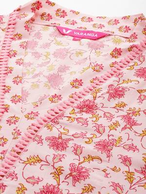 Plus Size Floral Printed Regular Pure Cotton Kurta with Palazzos & Dupatta 3