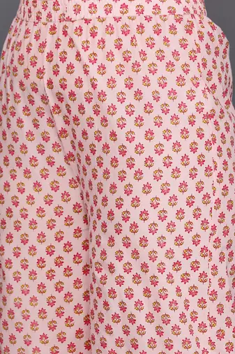 Plus Size Floral Printed Regular Pure Cotton Kurta with Palazzos & Dupatta