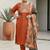 Rust & Blue Embroidered Kurta with Trousers & With Dupatta