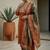 Rust & Blue Embroidered Kurta with Trousers & With Dupatta