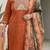 Rust & Blue Embroidered Kurta with Trousers & With Dupatta