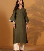 Thread Work Notch Neck Kurta With Trousers