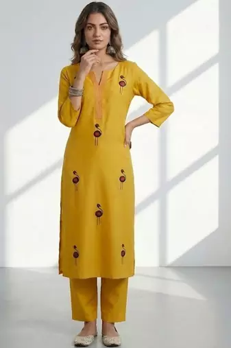 Women Ethnic Motifs Printed Regular Thread Work Kurta with Trousers