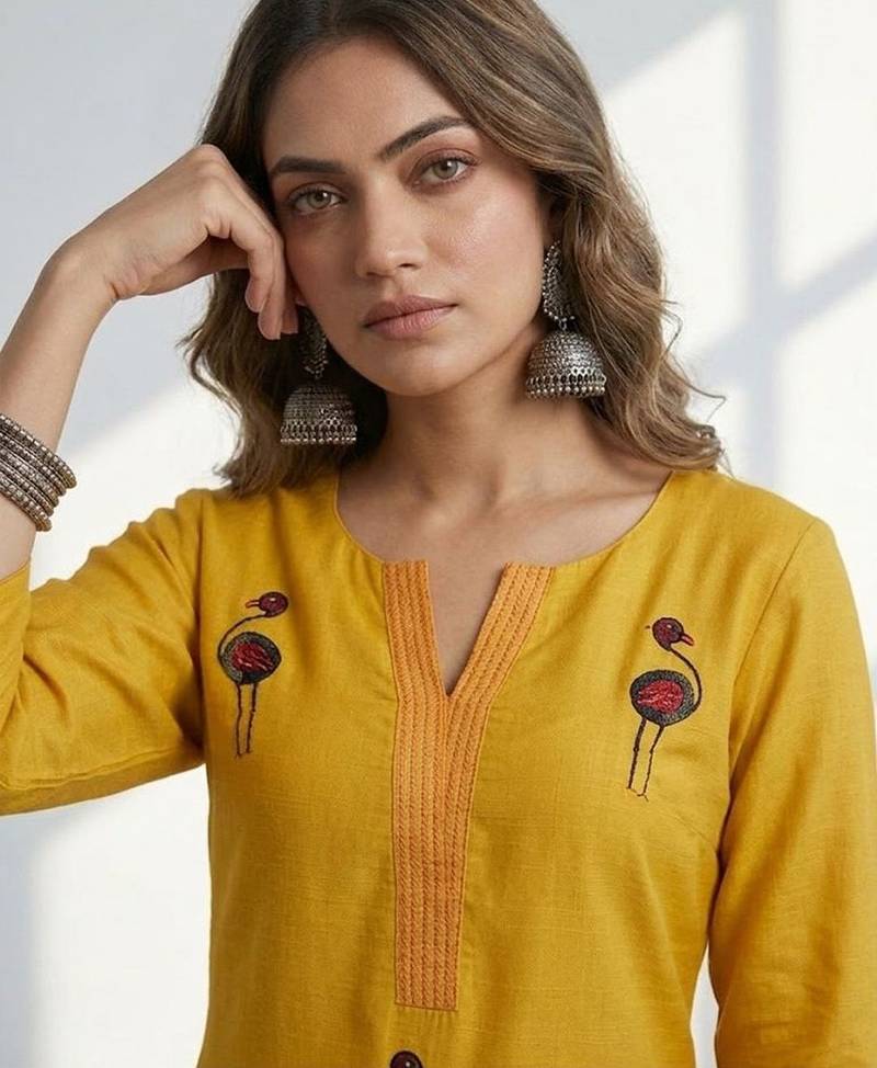 Women Ethnic Motifs Printed Regular Thread Work Kurta with Trousers