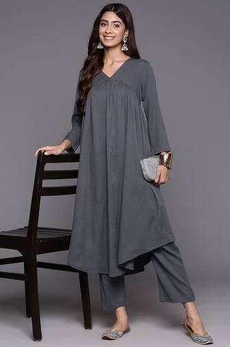 Empire Silk Crepe Kurta with Trousers