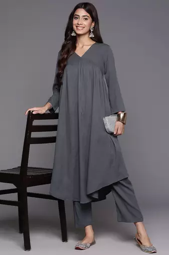 Empire Silk Crepe Kurta with Trousers