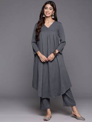 Empire Silk Crepe Kurta with Trousers 4