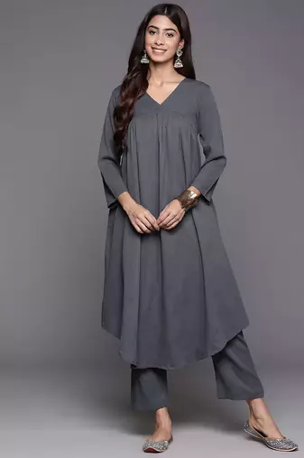 Empire Silk Crepe Kurta with Trousers