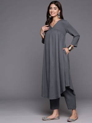 Empire Silk Crepe Kurta with Trousers 5