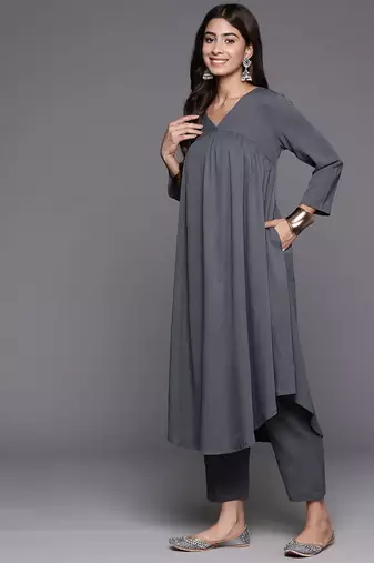 Empire Silk Crepe Kurta with Trousers