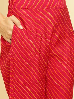 Bandhani Printed Beads & Stones Kurta With Trousers & Dupatta 3
