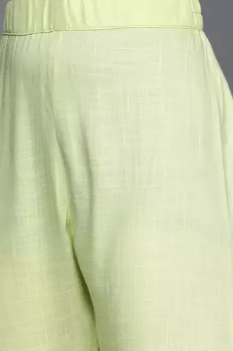 Women Green Pleated Kurta with Trousers & Dupatta