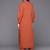 Rust Mandarin Collar Cuffed Sleeves Straight Kurta with Trousers