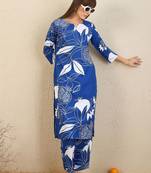 Floral Printed Notch Neck Straight Kurta With Trousers