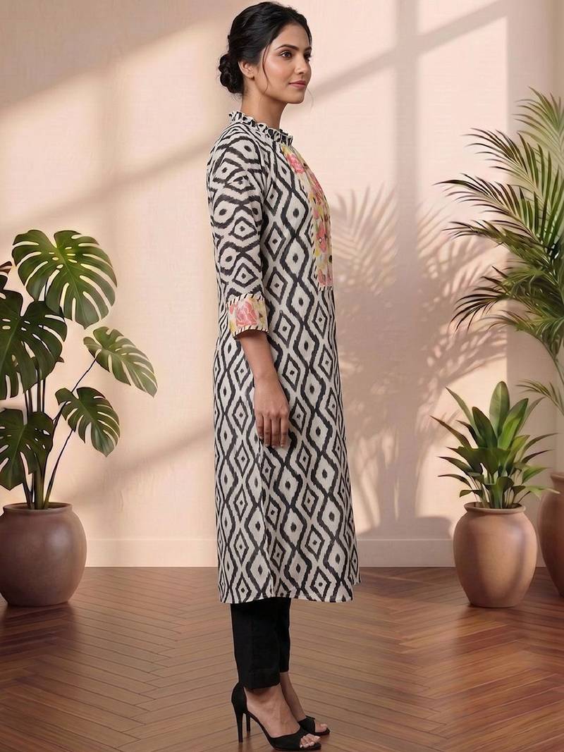 Women Printed Regular Mirror Work Kurta with trouser