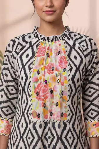 Women Printed Regular Mirror Work Kurta with trouser
