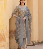 Women Floral Printed Regular Mirror Work Kurta with Trousers & With Dupatta