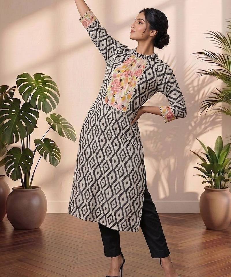 Women Printed Regular Mirror Work Kurta with trouser