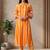 Women's Striped Cotton Aline Kurta Set with Fusion Look