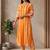 Women's Striped Cotton Aline Kurta Set with Fusion Look