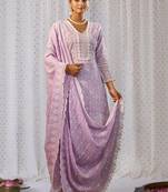 Women Ethnic Motifs Embroidered Regular Chikankari Pure Cotton Kurta with Trousers & With Dupatta
